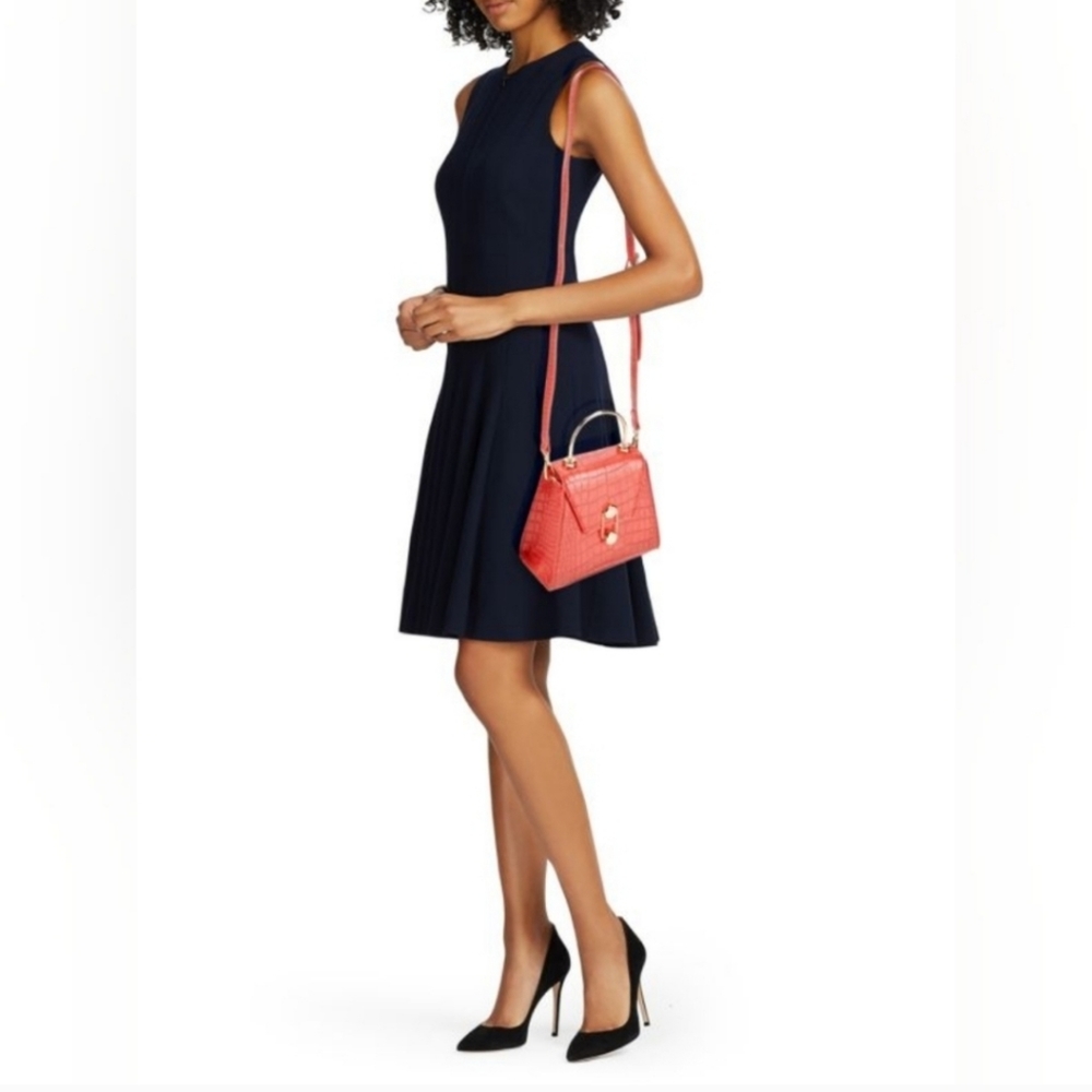 BADGLEY MISCHKA Trapezoid Matte Croco Flap Over Crossbody bag, orange,NWT - Picture 4 of 17